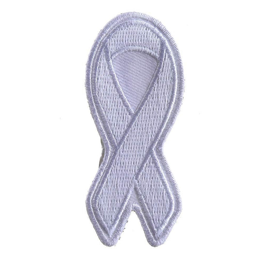 WHITE RIBBON Lung Cancer Awareness Motorcycle Biker Patch