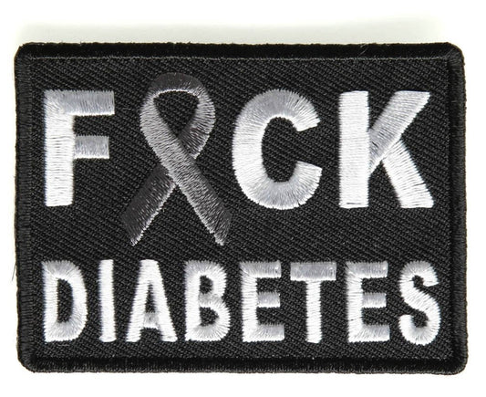 FCK DIABETES Gray Ribbon Biker Motorcycle Embroidered Patch