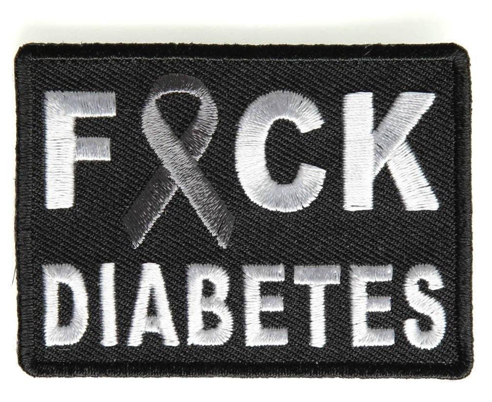 FCK DIABETES Gray Ribbon Biker Motorcycle Embroidered Patch Craft Supply