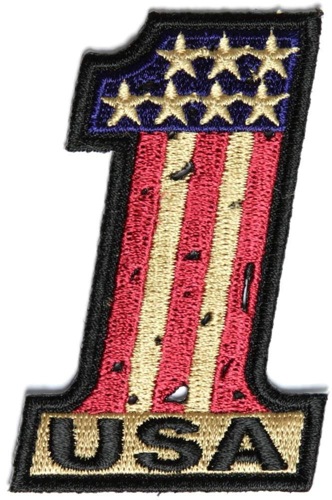 NUMBER 1 USA VINTAGE American Flag And Stars Embroidered Patch Craft Supply