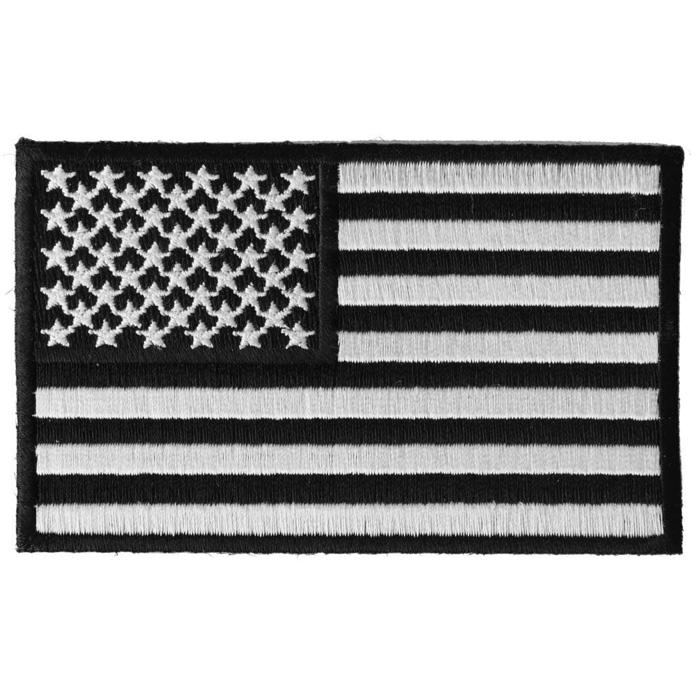 WHITE BLACK American Flag Military Embroidered Patch Craft Supply