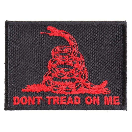 DON'T TREAD ON Me Gadsden Flag Red on Black Embroidered Patch