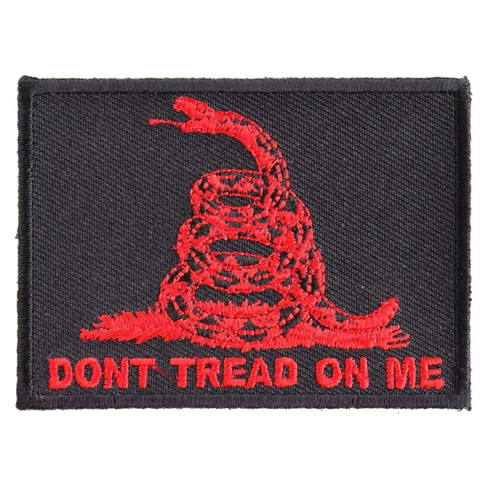 DON'T TREAD ON Me Gadsden Flag Red on Black Embroidered Patch Craft Supply