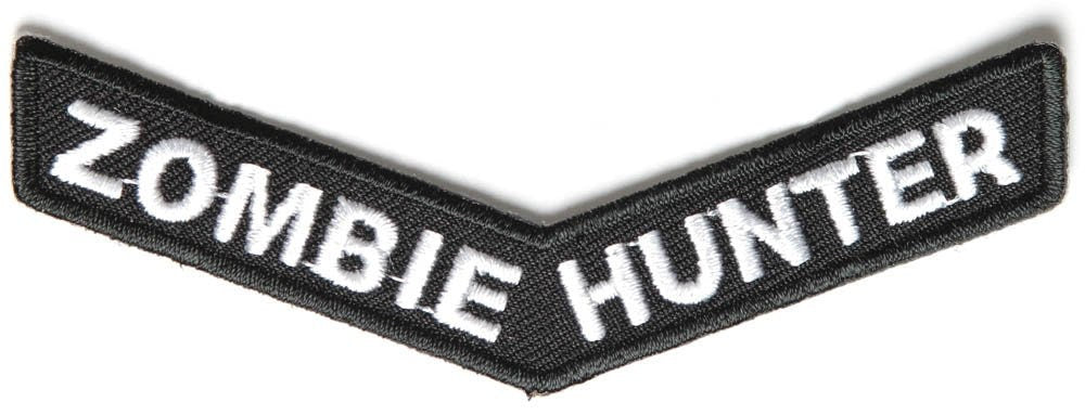 ZOMBIE HUNTER Stripe Biker Motorcycle Embroidered Patch Craft Supply