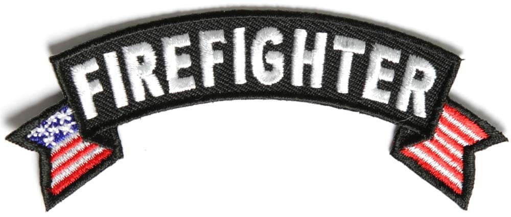 FIREFIGHTER Rocker Small Flag Biker Motorcycle Embroidered Patch Craft Supply