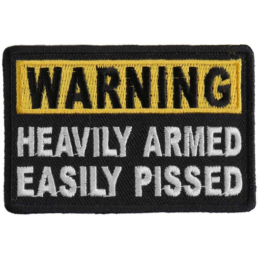 WARNING Heavily Armed Easily Pissed Funny Biker Motorcycle Patch Craft Supply