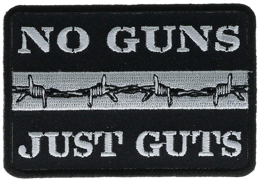 NO GUNS Just Guts Thin Silver Line Corrections Officer Embroidered Patch Craft Supply