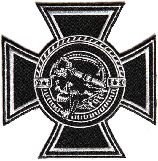 MALTESE CROSS BIKER Skull Motorcycle Embroidered Patch