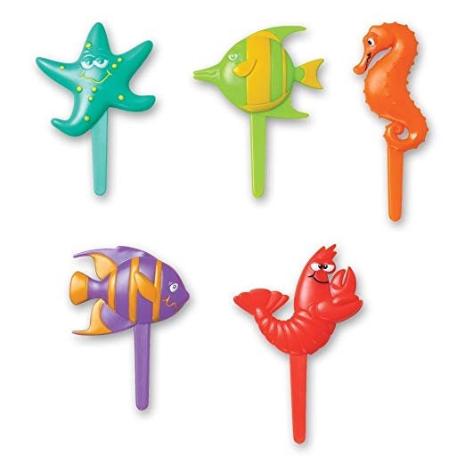 12 Sea Life Cupcake Picks Rings Cake Toppers for School Birthday Luau Sea Creatures Starfish Lobster Party Craft Supply