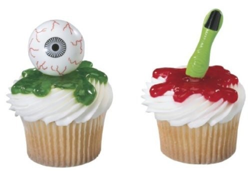 12 Halloween Witch's Finger and Eyeball Cupcake Picks Cake Toppers Rings Party Craft Supply