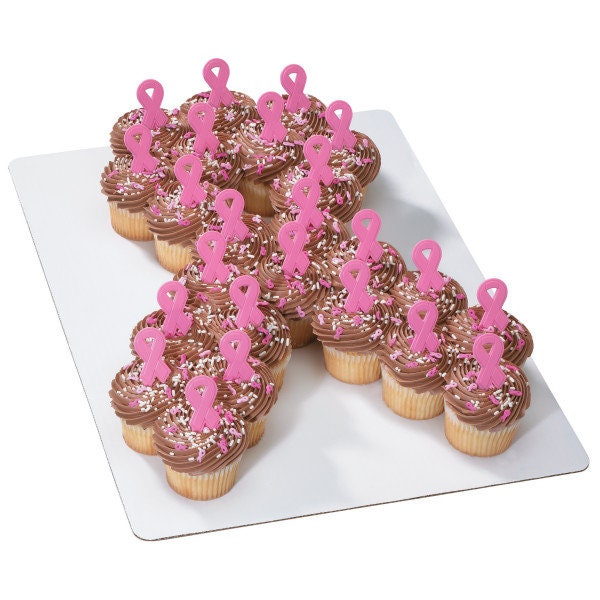 12 Pink Ribbon Cupcake Picks Cancer Awareness Toppers Cake Toppers Craft Supply