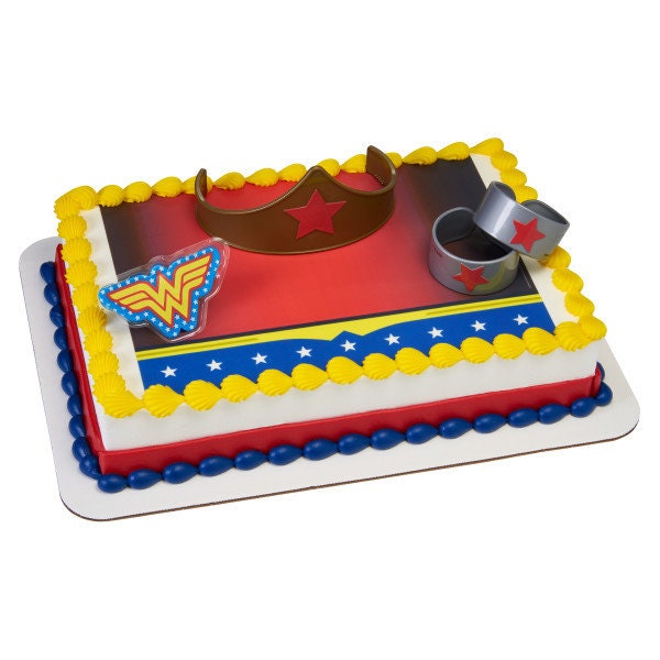 WONDER WOMAN Cake Topper Strength & Power Cake Decoration Decoset Birthday Craft Supply