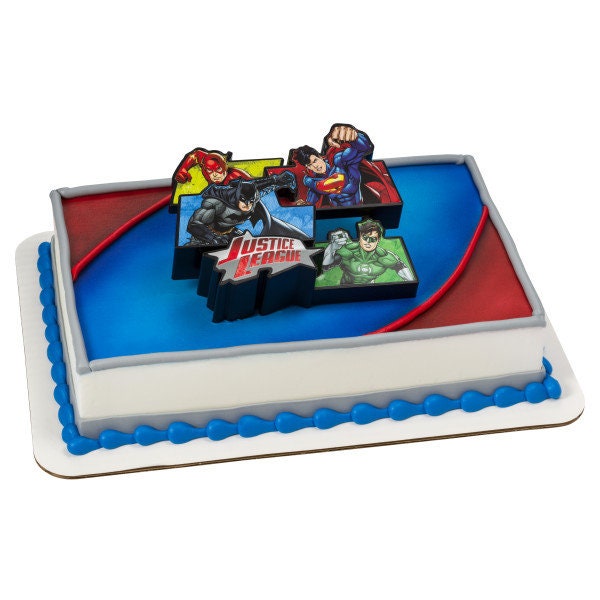 JUSTICE LEAGUE Cake Topper Justice for All Cake Decoration Decoset Birthday Craft Supply