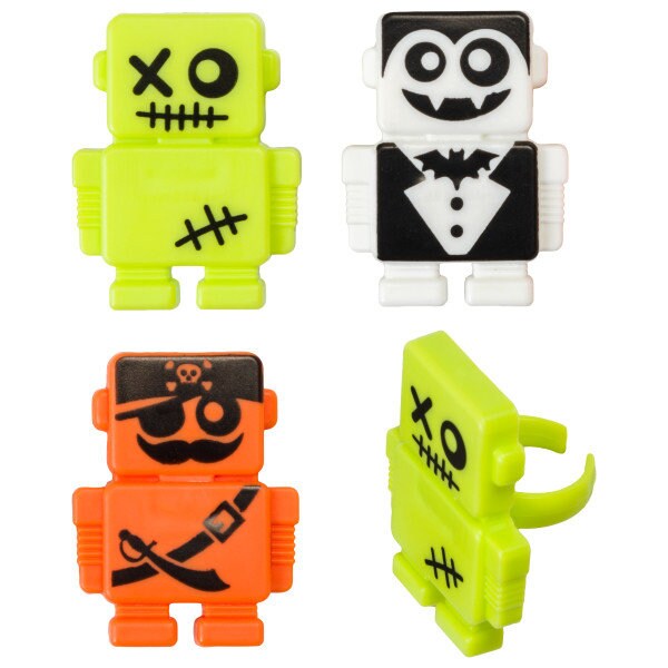 12 SCARYBOTS Cupcake Rings HALLOWEEN Cake Toppers for Birthday Party Decoration Craft Supply