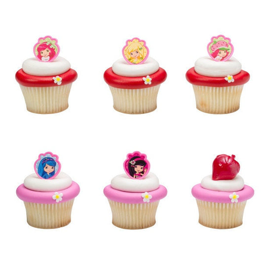 12 STRAWBERRY SHORTCAKE Cupcake Rings Friends Forever Cake Toppers for Birthday Party Decoration