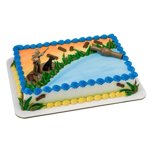 DUCK HUNTING Cake Topper Hunter with Dog Rifle Cake Decoration Decoset Birthday
