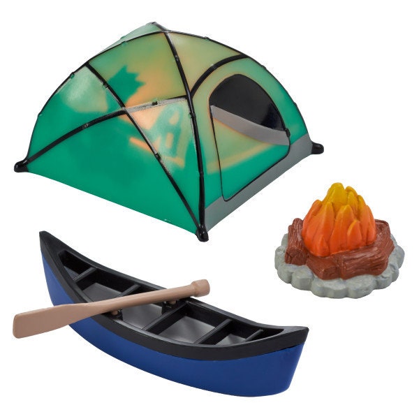 FIRESIDE CAMP Cake Topper Tent Canoe Paddle Cake Decoration Decoset Birthday Craft Supply