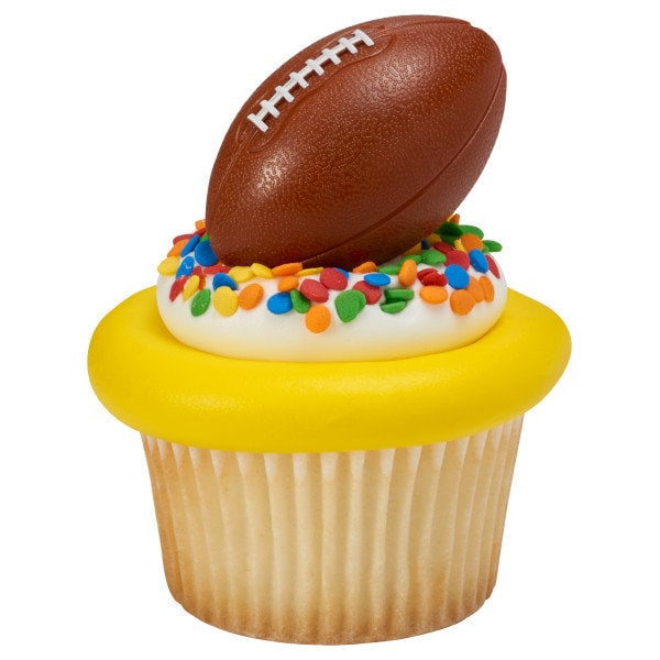12 FOOTBALL Cupcake Rings 3D Cake Toppers for Birthday Party Decoration Craft Supply