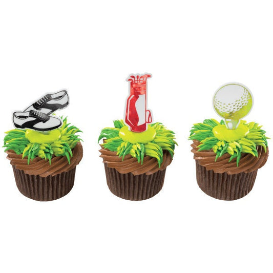 12 GOLF Cupcake Picks Cake Toppers for Father's Day Party Decoration Birthday Craft Supply
