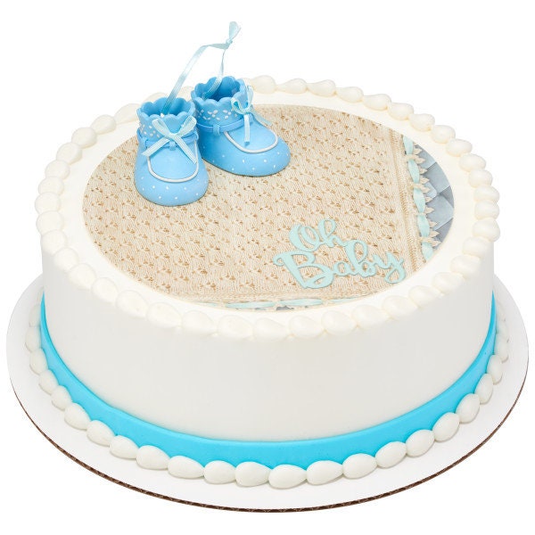 BLUE BABY BOOTIES Cake Topper Cake Decoration Baby Shower Boy Shoes Decoset Craft Supply