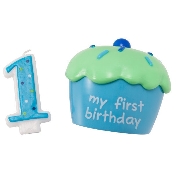 CUPCAKE BLUE KEEPSAKE Box Turning 1 Cake Topper Cake Decoration Birthday Boy Decoset