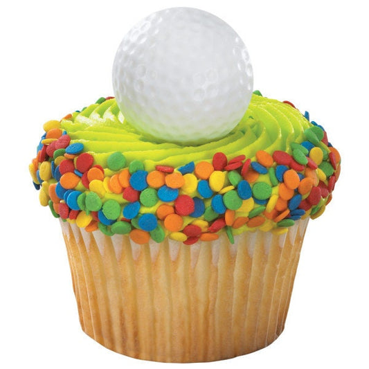 12 GOLF BALL Cupcake Rings Cake Toppers Club Birthday Party Decoration Craft Supply