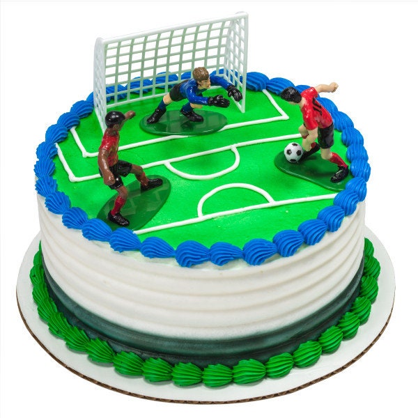 SOCCER KICK OFF Cake Topper Cake Decoration Birthday Sports Goal Soccer Ball Decoset Craft Supply