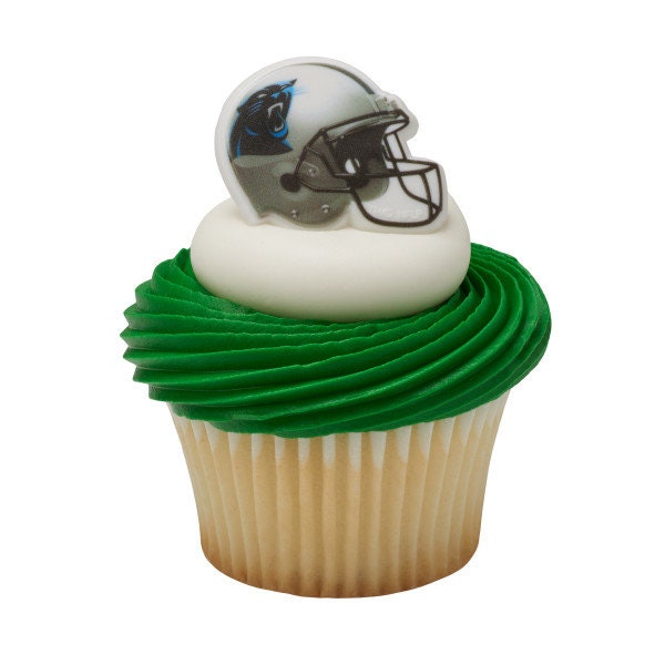12 CAROLINA PANTHERS Cupcake Rings NFL Cake Toppers for Birthday Party Decoration Craft Supply