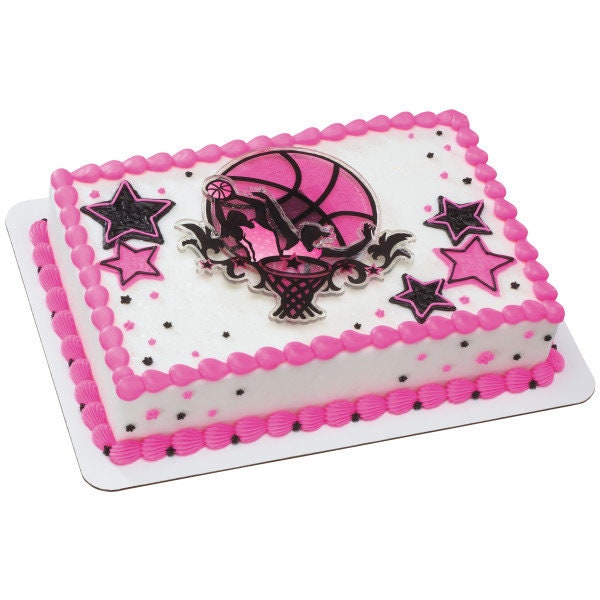 BASKETBALL STARS Cake Topper Cake Decoration Girls Pink Birthday Sports Decoset