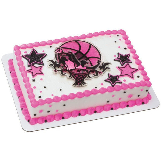 BASKETBALL STARS Cake Topper Cake Decoration Girls Pink Birthday Sports Decoset