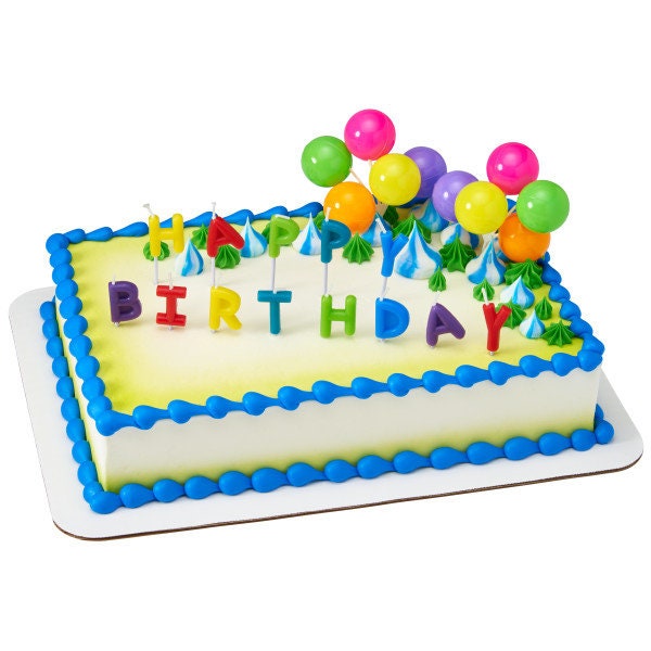 HAPPY BIRTHDAY NEON Candles Balloons Cupcake Cake Toppers for Party Decoration Craft Supply