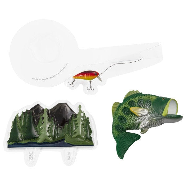 CATCHING The BIG ONE Cake Topper Fishing Hook Pole Tackle Cake Decoration Birthday Decoset Craft Supply