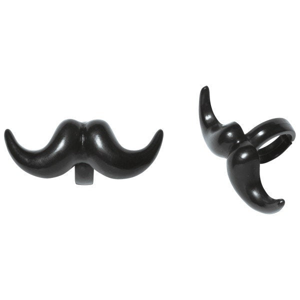 12 MUSTACHE Cupcake Rings Stache Bash Picks Cake Toppers Decoration Birthday Party