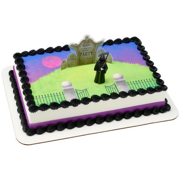 GRIM REAPER Gravestone Cake Topper Halloween Party Over The Hill Decoration Birthday Decoset Craft Supply