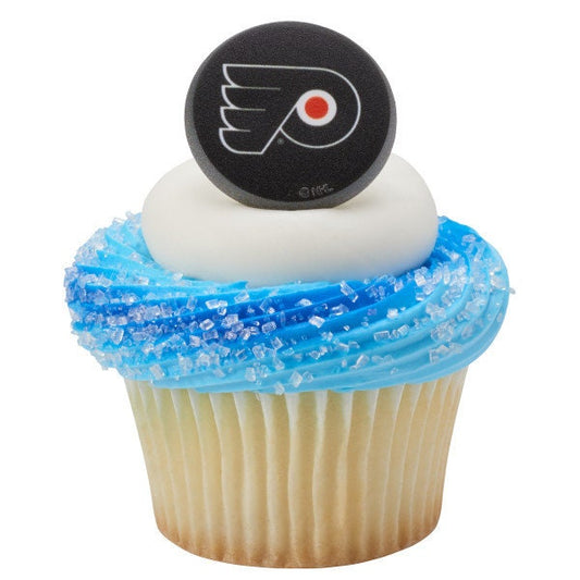 12 PHILADELPHIA FLYERS Cupcake Rings NHL Cake Toppers for Birthday Party Decoration