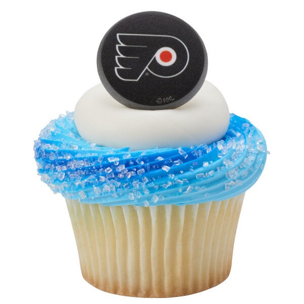 12 PHILADELPHIA FLYERS Cupcake Rings NHL Cake Toppers for Birthday Party Decoration Craft Supply