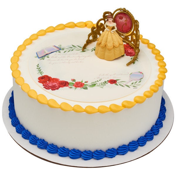 DISNEY PRINCESS Cake Topper Belle Beautiful as a Rose Crown Cake Decoration Decoset Birthday
