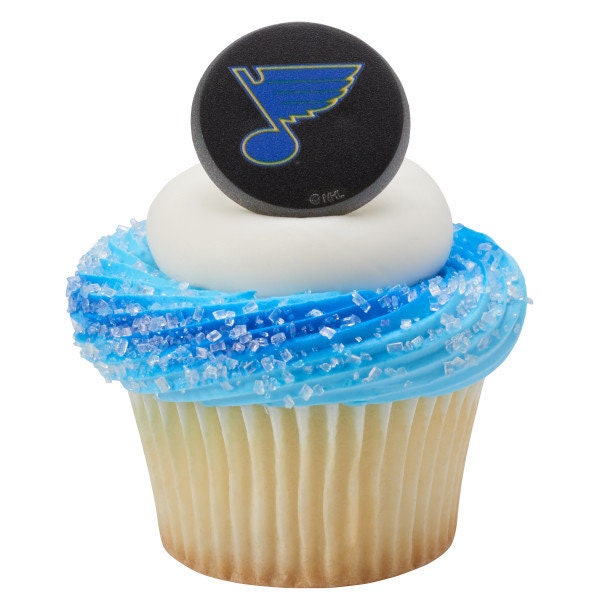 12 ST. LOUIS BLUES Cupcake Rings Nhl Cake Toppers for Birthday Party Decoration Craft Supply
