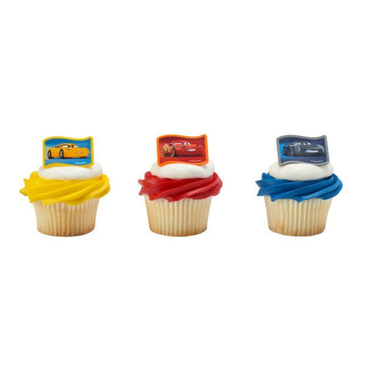 CARS 3 Movie Cupcake Rings (12) Nex-Gen Racers Cake Toppers for Birthday Party Decoration Craft Supply