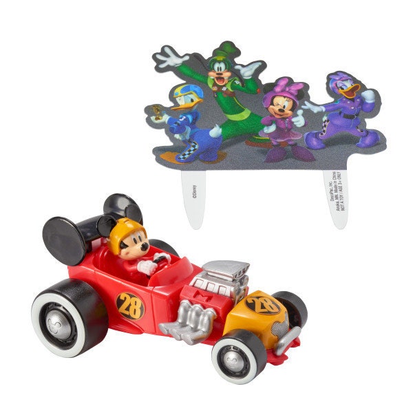 MICKEY MOUSE ROADSTER Cake Topper Racecar Goofy Donald Duck Party Cake Decoration Birthday Decoset