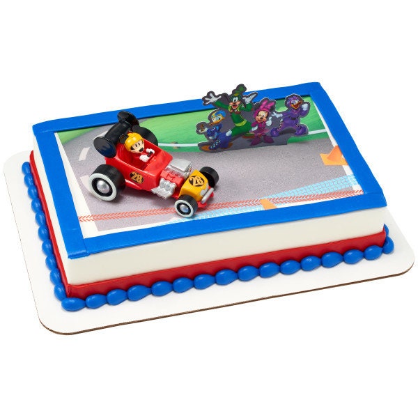 MICKEY MOUSE ROADSTER Cake Topper Racecar Goofy Donald Duck Party Cake Decoration Birthday Decoset Craft Supply