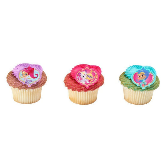 12 SHIMMER AND SHINE Cupcake Rings Make a Wish! Cake Toppers for Birthday Party Decoration Craft Supply