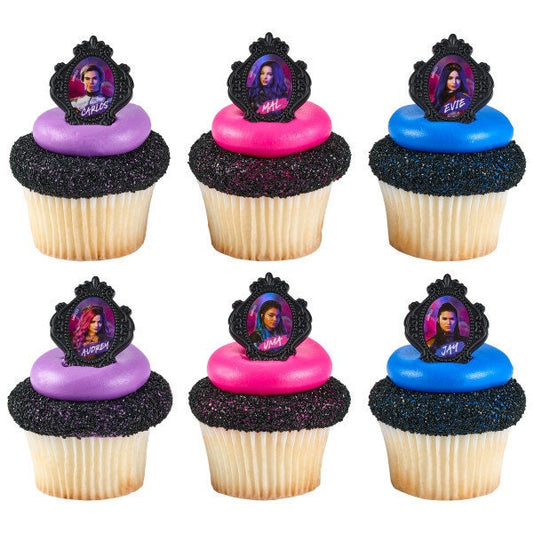 DESCENDANTS 3 Cupcake Rings (12) Carlos Evie Movie So Not Ordinary Cake Toppers Birthday Party Decoration Craft Supply