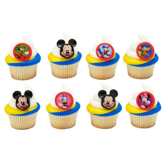 MICKEY Roadster Racers Cupcake Rings (12) Donald Duck Goofy Daisy Cake Toppers Birthday Party Decoration Craft Supply