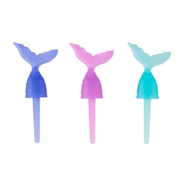 12 MERMAID TAIL Cupcake Picks Under the Sea Ocean Cake Toppers Rings Birthday Party Decoration