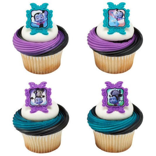 12 VAMPIRINA Cupcake Rings Sweet As Can Vee Birthday Cake Toppers Party Decoration Craft Supply