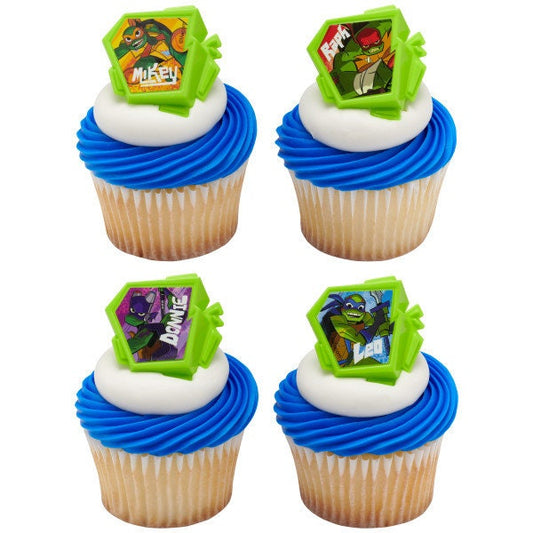 Teenage Mutant Ninja Turtles Cupcake Rings (12) TMNT Cake Toppers Birthday Party Decoration Picks Shredder Craft Supply