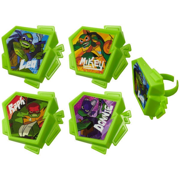 Teenage Mutant Ninja Turtles Cupcake Rings (12) TMNT Cake Toppers Birthday Party Decoration Picks Shredder Craft Supply