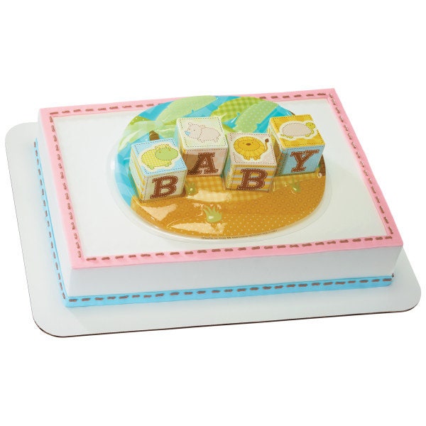 SAFARI BABIES Cake Topper Baby Shower Blocks Hippo Lion Cake Decoration Decoset Craft Supply