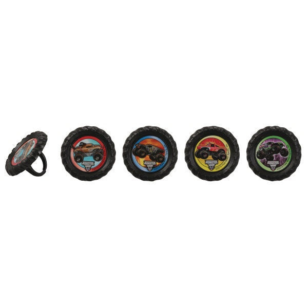 MONSTER JAM Cupcake Rings (12) Car Crushing Crashing Rally Cake Toppers Birthday Party Decoration Picks Craft Supply